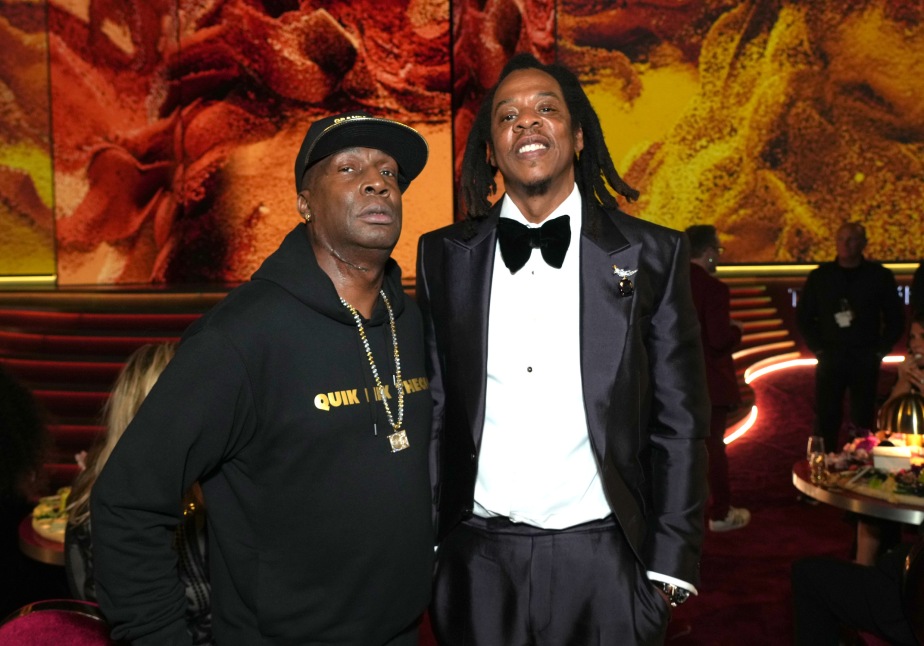 法什大师和Jay-Z出席在加州洛杉矶举行的第65届格莱美颁奖典礼